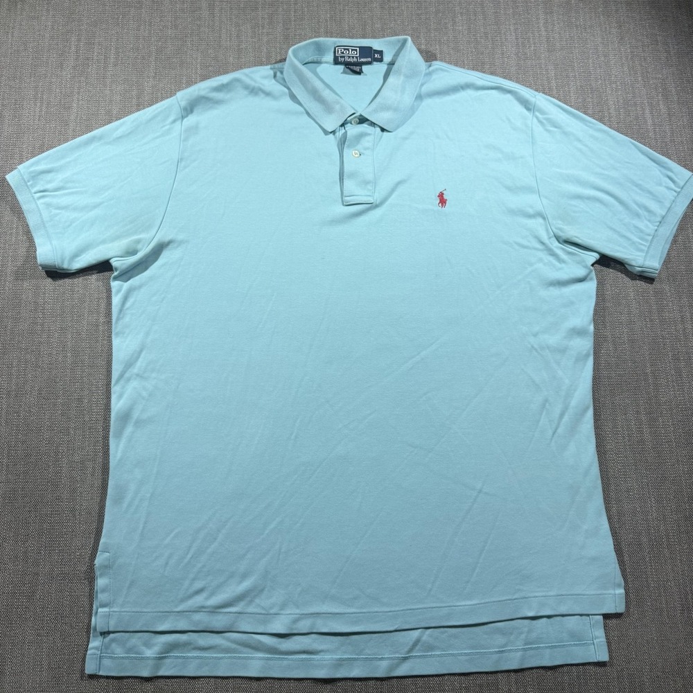 Polo Ralph Lauren Polo Shirt Mens XL Light Blue 100% Cotton Pony Logo Casual‎